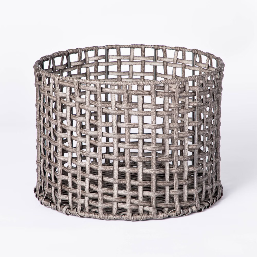 Medium Manmade Outdoor Rattan Basket Gray - Threshold designed with Studio McGee | Target
