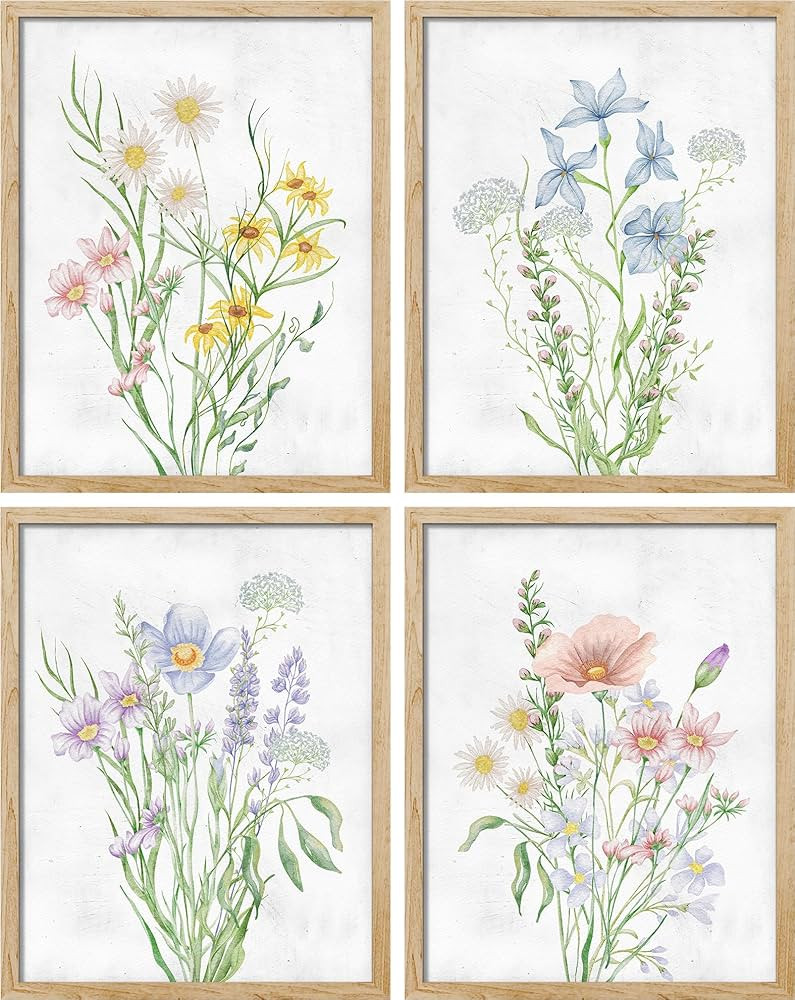 SIGNWIN Framed Poster Watercolor Wildflower and Herb Natural Floral Nature Illustration Decorativ... | Amazon (US)
