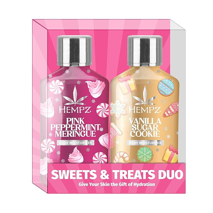 Hempz Holiday Mini Lotion Gift Set, Pink Peppermint & Frosted Vanilla Sugar Cookie Moisturizer, S... | Amazon (US)