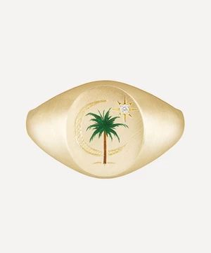 18ct Gold The Palm and Moon Diamond Signet Ring | Liberty London (UK)