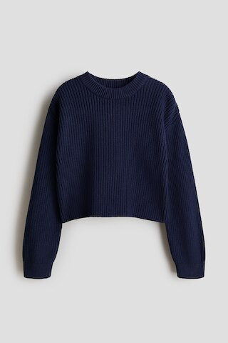 H & M - Cotton-Blend Sweater - Navy Blue | H&M (US + CA)