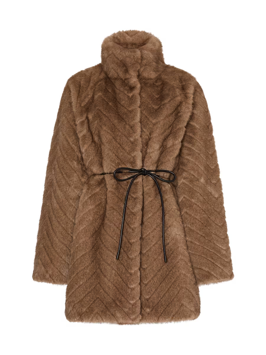 Milly Dayna Chevron Faux-Fur Coat | Saks Fifth Avenue | Saks Fifth Avenue
