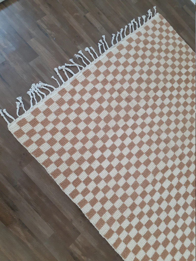 Brown and White Checkered Rug Moroccan Berber Checkered Rug | Etsy | Etsy (US)