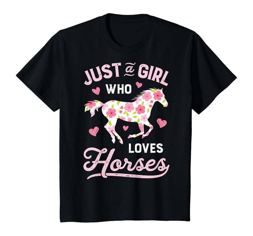 Horse Just A Girl Who Loves Horseback Riding Farm Flower T-Shirt | Amazon (US)
