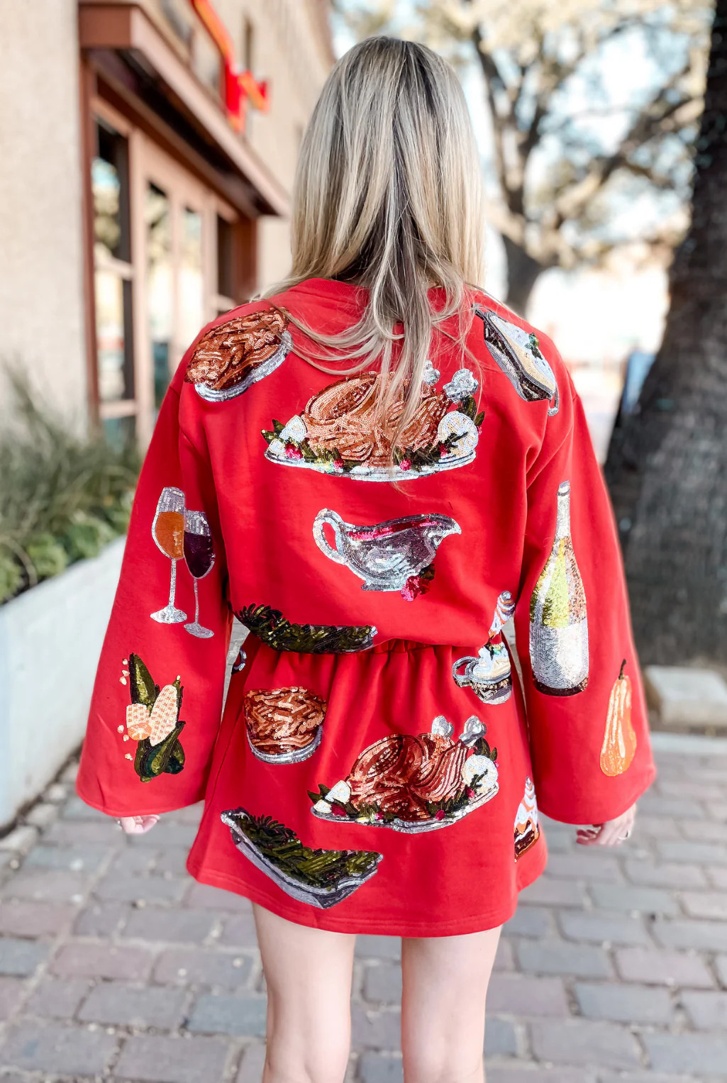 Queen Of Sparkles - Thanksgiving Dinner Sweatshirt Dress Small | Tucker Brown