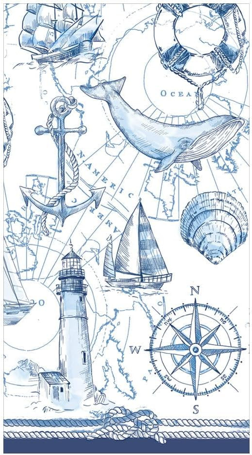 Caspari To The Lighthouse Guest Towel Napkins - 15 Guest Towel Napkins per Pack | Amazon (US)