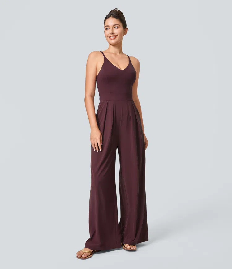 Women’s Breezeful™ Backless Side Invisible Zipper Pocket Wide Leg Quick Dry Resort Slip Jumps... | Halara UK