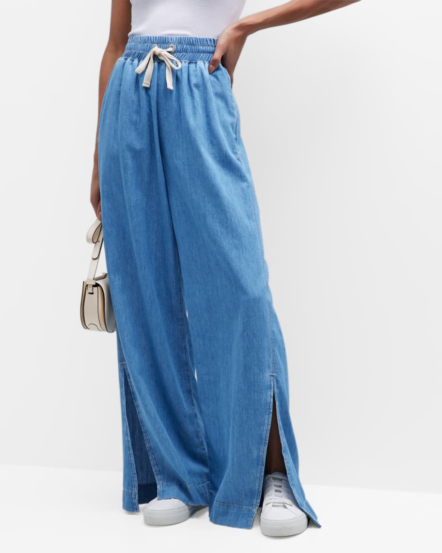 FRAME Drawstring Wide-Leg Lounge Pants | Neiman Marcus