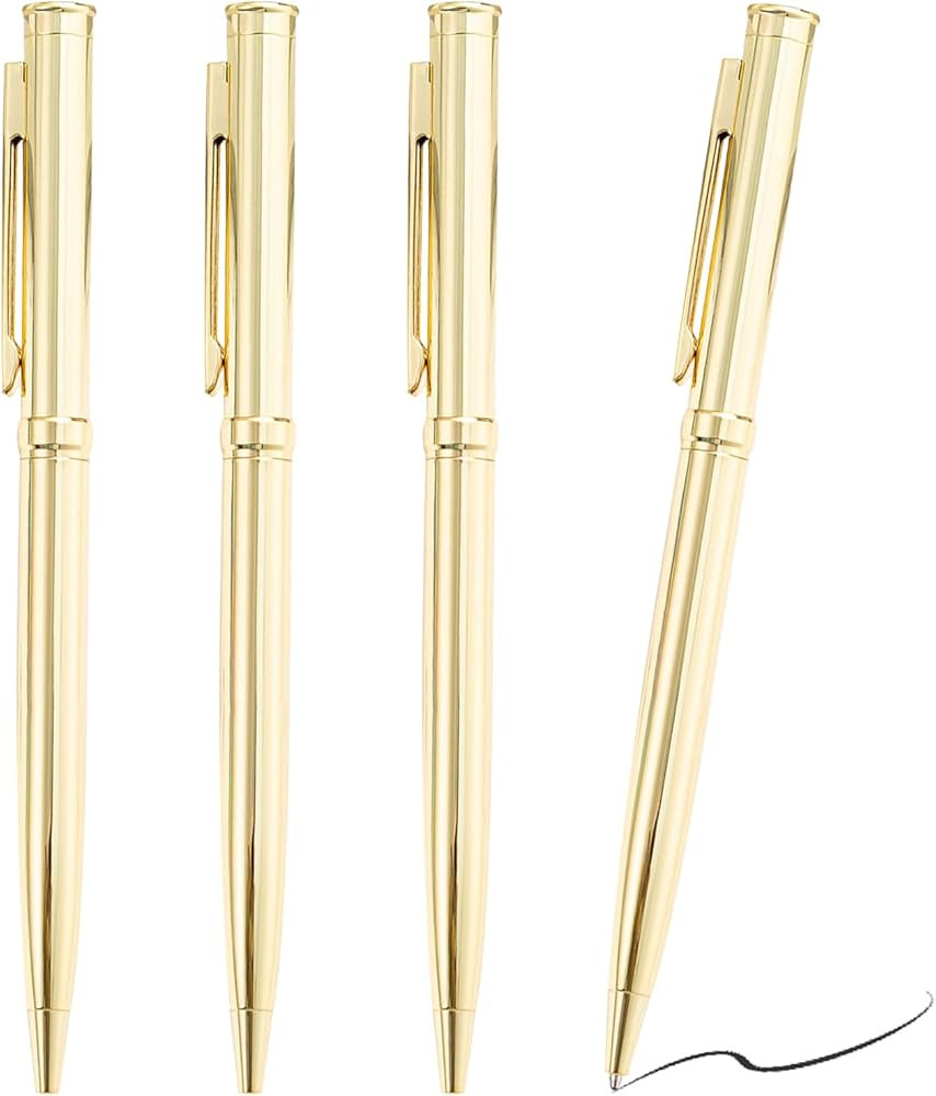 4 Pack Metal Ballpoint Pens, Retractable Metallic Pen Slim Stainless Steel with Black Ink, Smooth... | Amazon (UK)