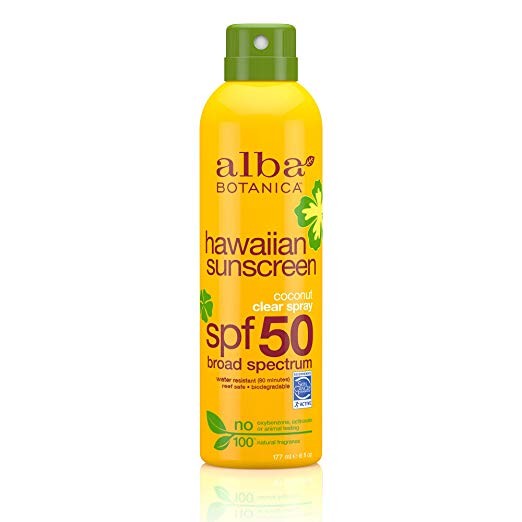 Alba Botanica Coconut Oil Hawaiian Clear Spray SPF 50 Sunscreen, 6 oz. | Amazon (US)