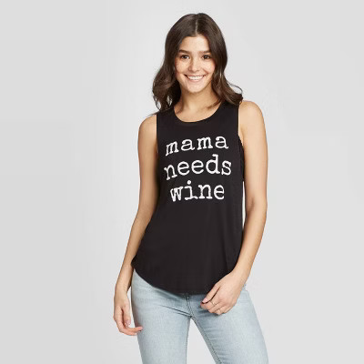 Women's Mama Needs Wine Graphic Tank Top - Grayson Threads - Black | Target