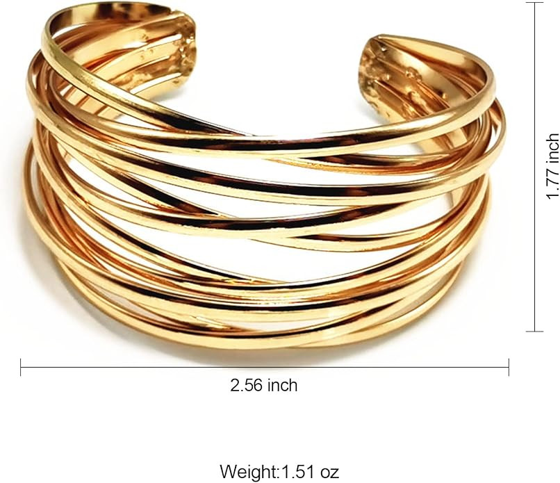 YBMYCM Chunky Gold Cuff Bracelet for Women Gold Line Web Wrist Cuff Bangle Bracelet Fashion Costu... | Amazon (US)