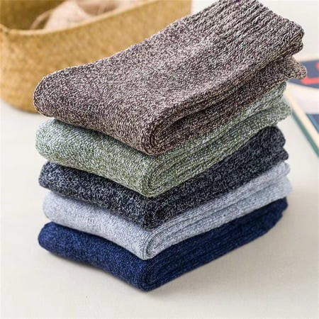 5 Pairs Wool Socks Mens Thick Warm Winter Socks Hiking Socks Casual Socks for Men | Walmart (US)