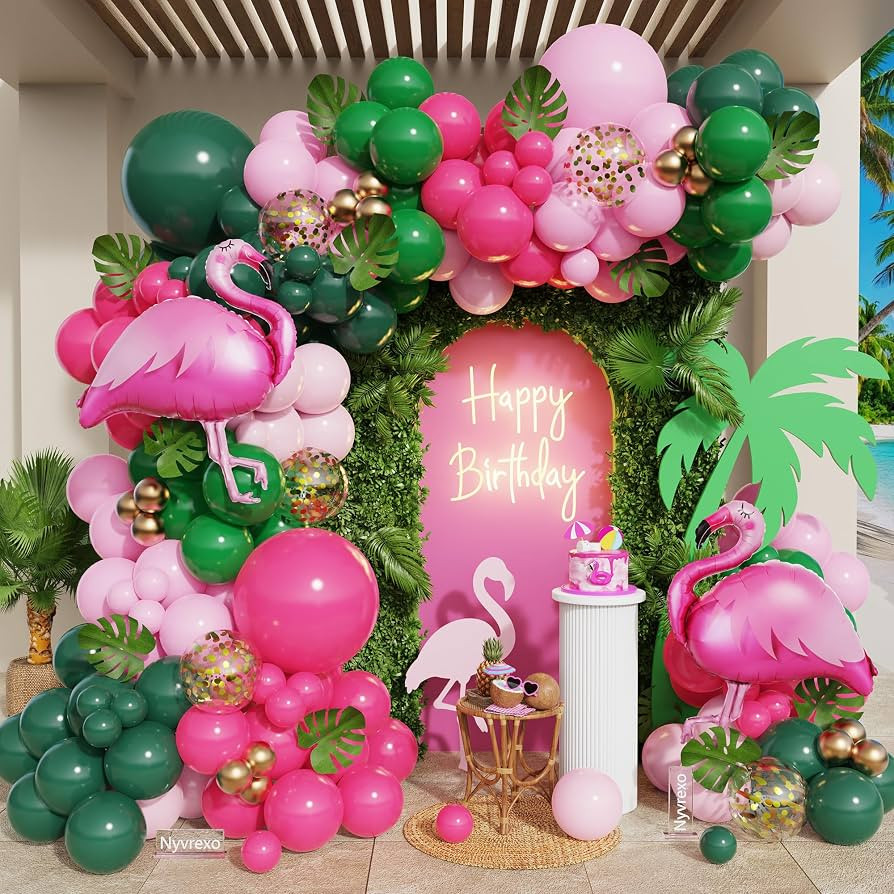 Tropical Flamingo Balloon Arch Garland Kit for Birthday Party Decorations | Amazon (US)