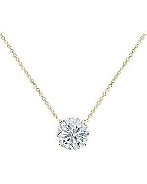 Certified Lab Grown Floating Diamond Pendant Necklace in Solid Gold Cable Chain of 16~18-inch | S... | Amazon (US)