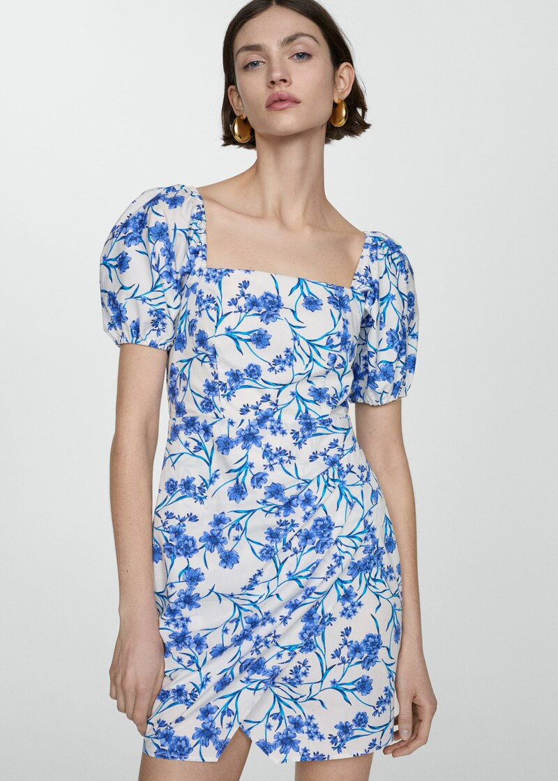 Printed dress with balloon sleeves  -  Women | Mango USA | MANGO (US)