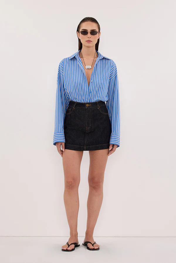 KERA RAW INDIGO DENIM A LINE SKORT | DISSH