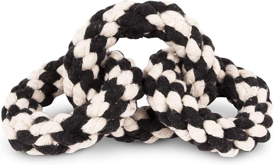 Harry Barker Black/White Tri Rings Rope Dog Toy, Small | Amazon (US)
