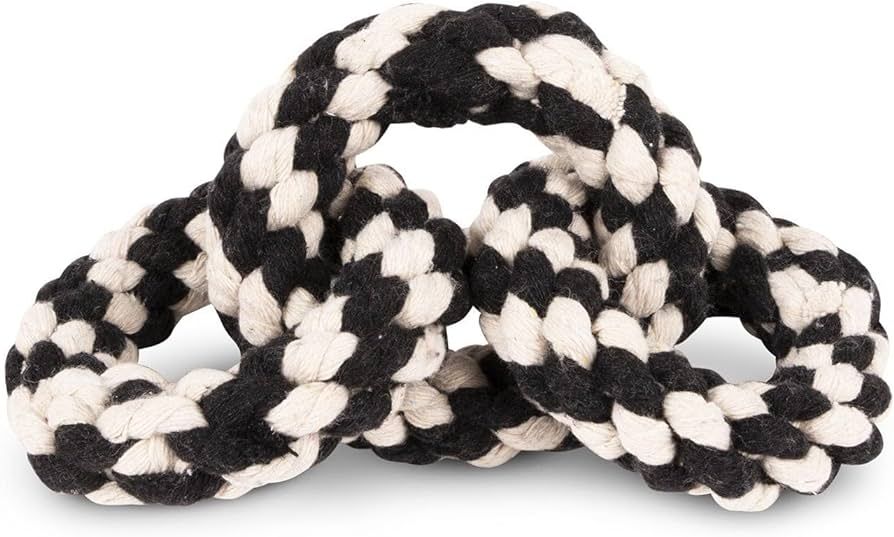 Harry Barker Black/White Tri Rings Rope Dog Toy, Small | Amazon (US)