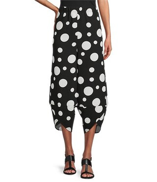 IC Collection Woven Dot Print Elastic Waist Tulip Hem Crop Coordinating Pants | Dillard's | Dillard's
