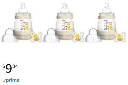 Baby Essential
Favorite baby bottles:
Mam Newborn Easy Start Anti-Colic Bottles set of 3 with pacifiers for 0-2 months (4.5 oz bottles)
Our baby’s favorite bottles-so easy to clean, anti-colic, and affordable! 

  Baby, newborn, bottles, baby bottles, pacifiers, mam bottles, mam pacifiers, baby must have, affordable baby finds, newborn finds, first time mom finds, bottle set, amazon find, amazon baby, newborn must have 

#LTKFind #LTKbump #LTKbaby