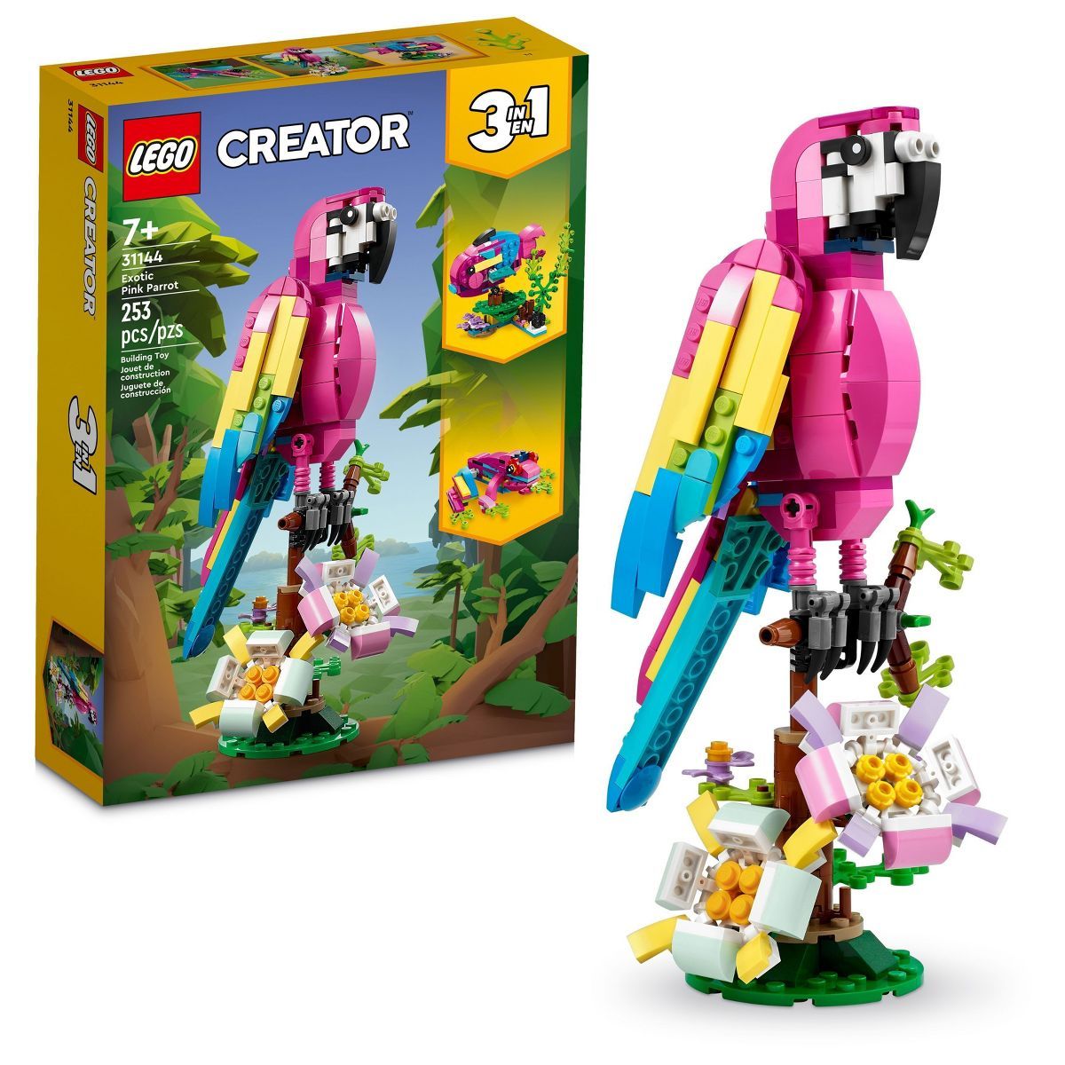 LEGO Creator Exotic Pink Parrot 3in1 Building Toy Set 31144 | Target