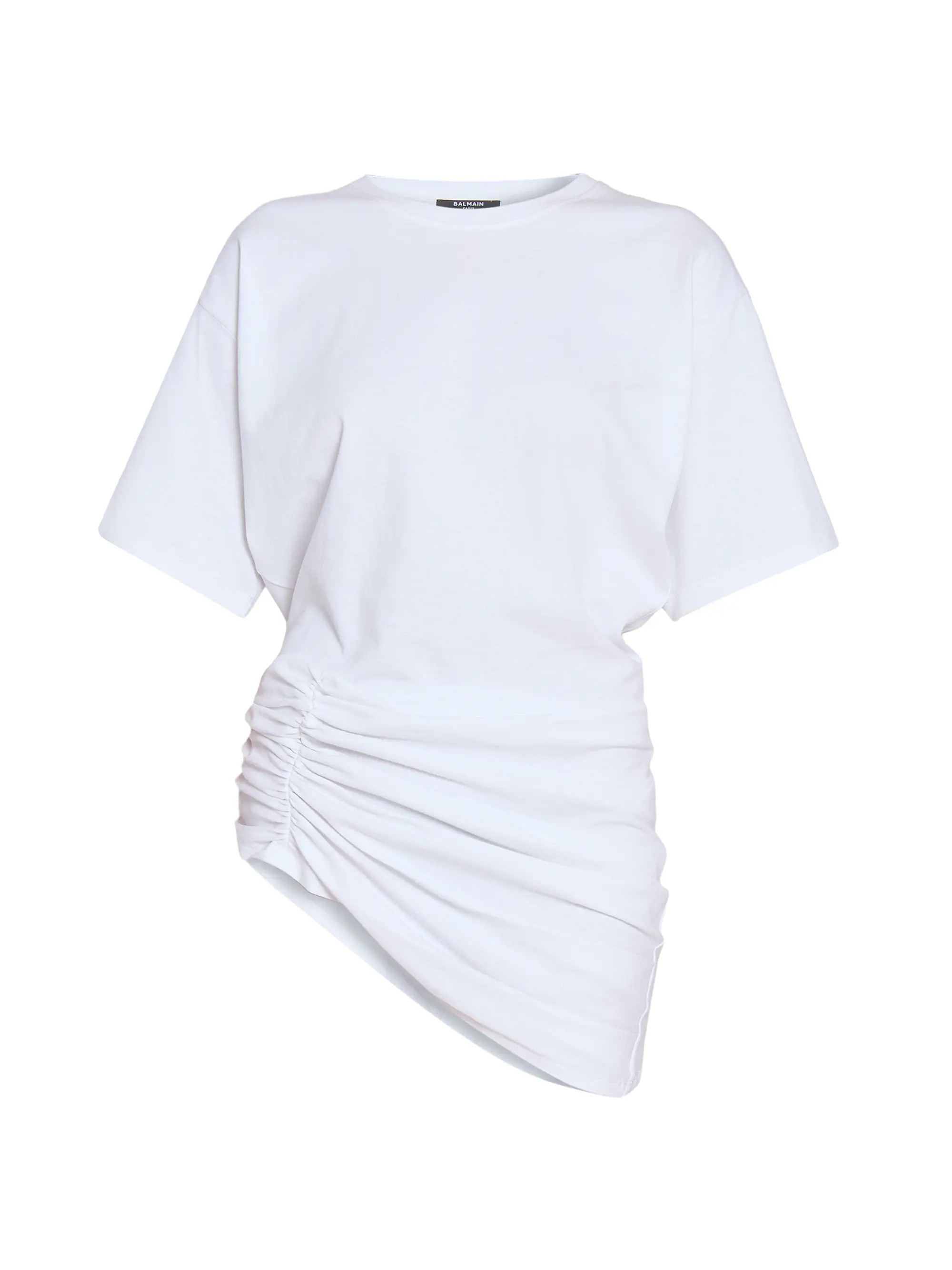 Balmain Asymmetric Cotton Draped T-Shirt | Saks Fifth Avenue | Saks Fifth Avenue