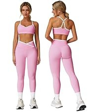 ABOCIW Workout Sets for Women 2 Piece Color Block Strappy Sports Bra High Waist Leggings Gym Yoga... | Amazon (US)