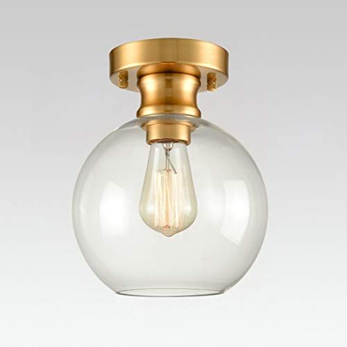 AXILAND Gold Ceiling Light Fixture Flush Mount with Globe Glass Shade | Amazon (US)