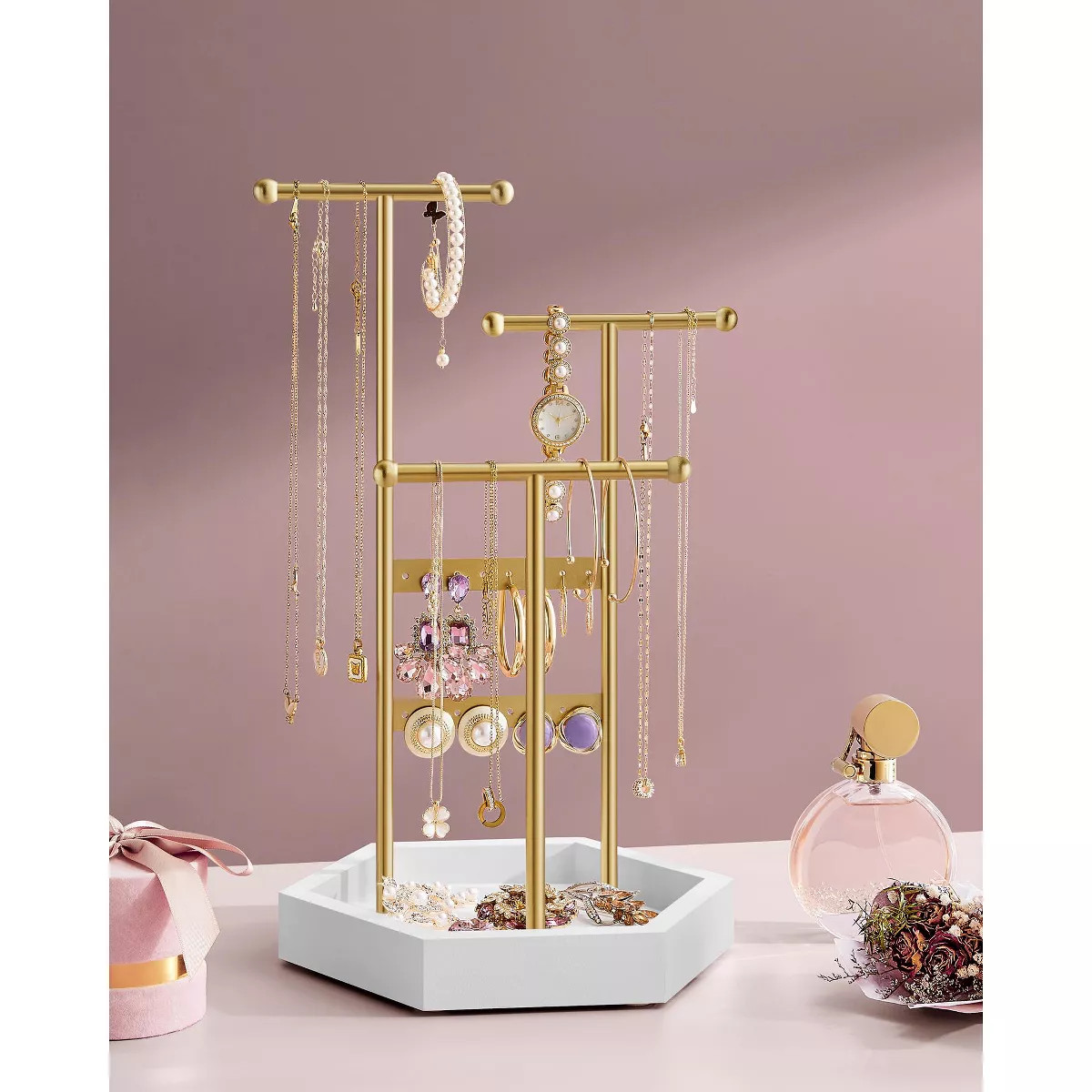 SONGMICS Jewelry Holder, Jewelry Organizer, 4 Independent Zones, Jewelry Display Stand with Metal... | Target