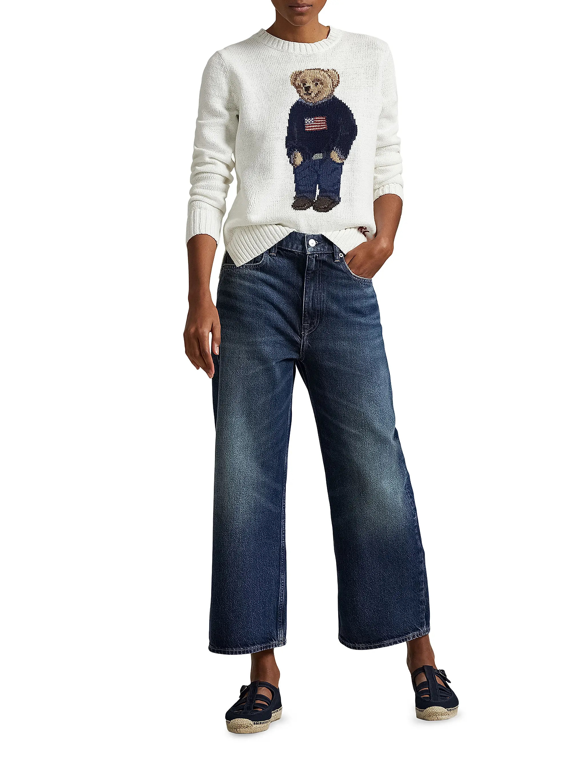 Polo Ralph Lauren Cotton-Linen Crewneck Bear Sweater | Saks Fifth Avenue | Saks Fifth Avenue