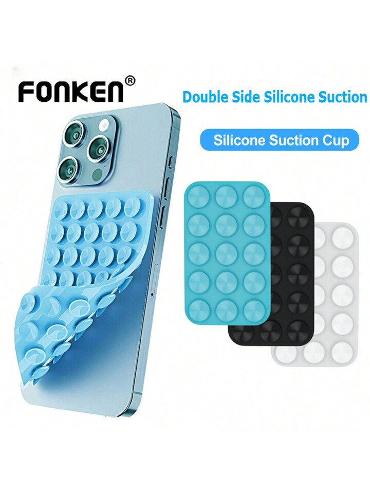 FONKEN Double Side Backed Silicone Suction Pad For Mobile Phone Fixture Suction Cup Backed Self-A... | SHEIN