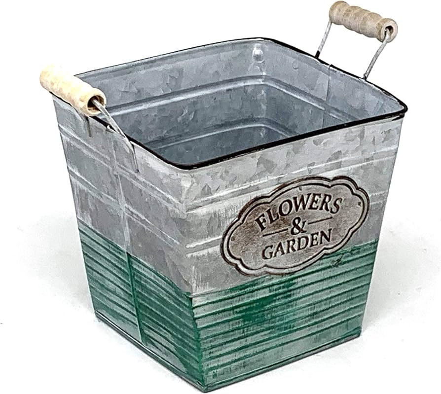 allgala Galvanized Planter Pot Indoor and Outdoor Decoration-Square-6"-HD88306 | Amazon (US)