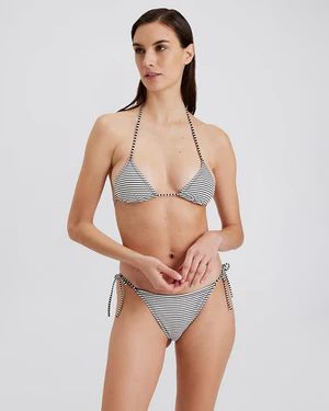 The Lilly Bikini Bottom in Noir White Stripe | Solid & Striped