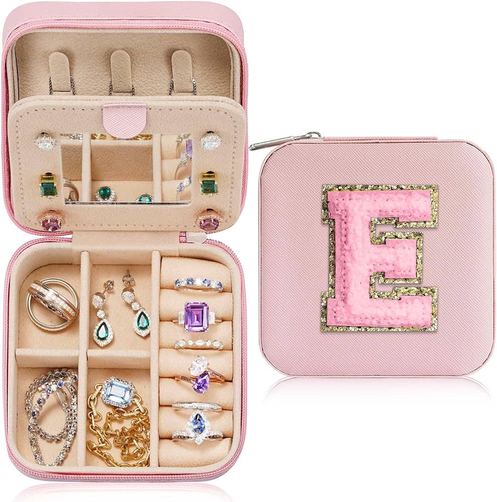 Parima Small Jewelry Box for Girls, Travel Initial Jewelry Box for Girls | Small Jewelry Organize... | Amazon (US)