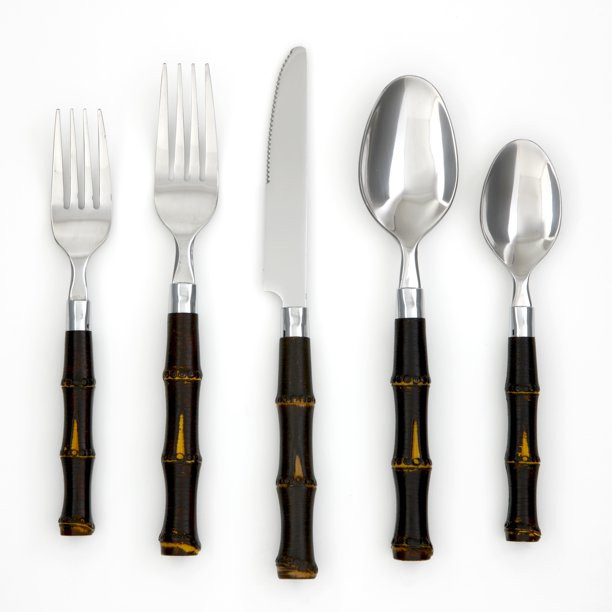 Cambridge Silversmiths Bamboo Dark 20-Piece Flatware Set, Service for 4 | Walmart (US)