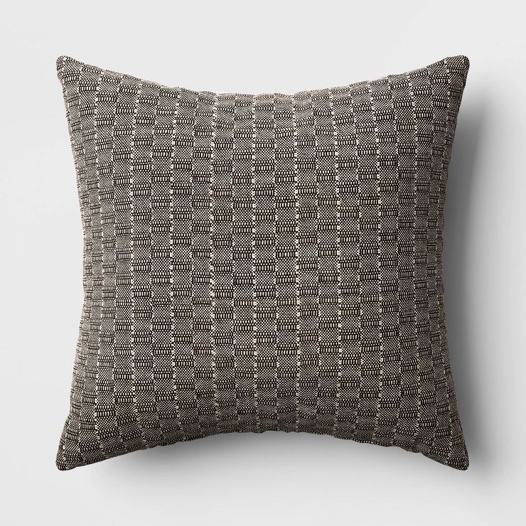 Oversized Textural Woven Square Throw Pillow Black/Neutral - Threshold™ | Target