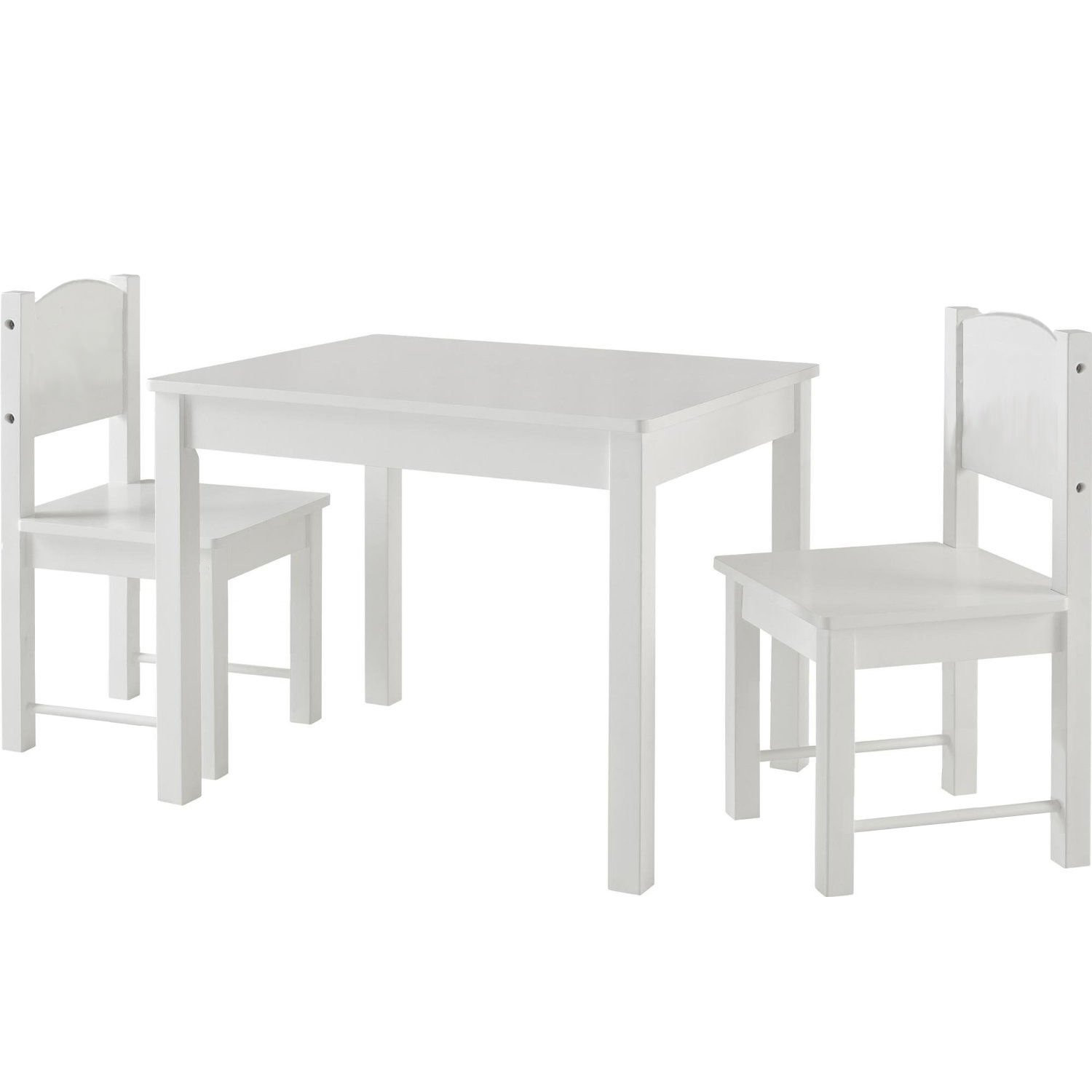 Timy Kids Table and 2 Chairs Set, Solid Hard Wood, White - Walmart.com | Walmart (US)