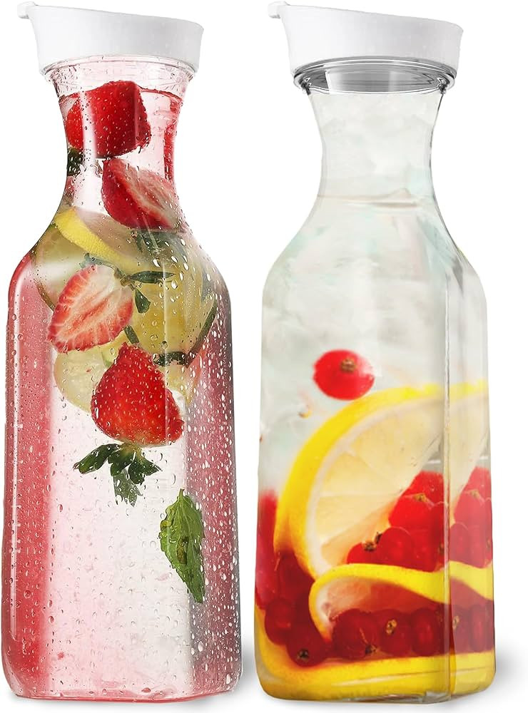 DilaBee Large 50 Oz Square Carafes, Plastic Pitchers for Drinks, Milk, Smoothie, Iced Tea, Water ... | Amazon (US)