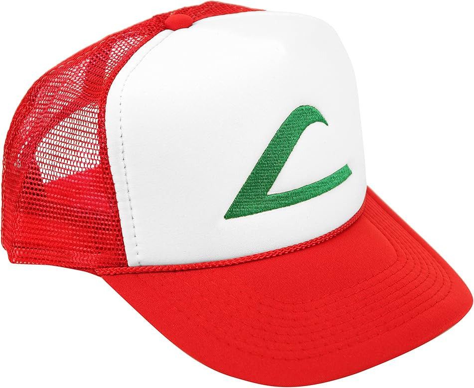 Ash Ketchum Cosplay Hat Mesh Cap with Plastic Snap Closure - Adult & Youth Sizes | Amazon (US)