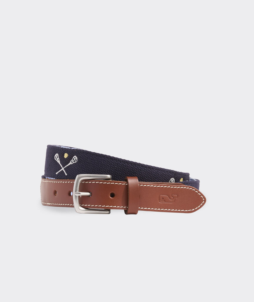Lacrosse Sticks Embroidered Canvas Club Belt | vineyard vines