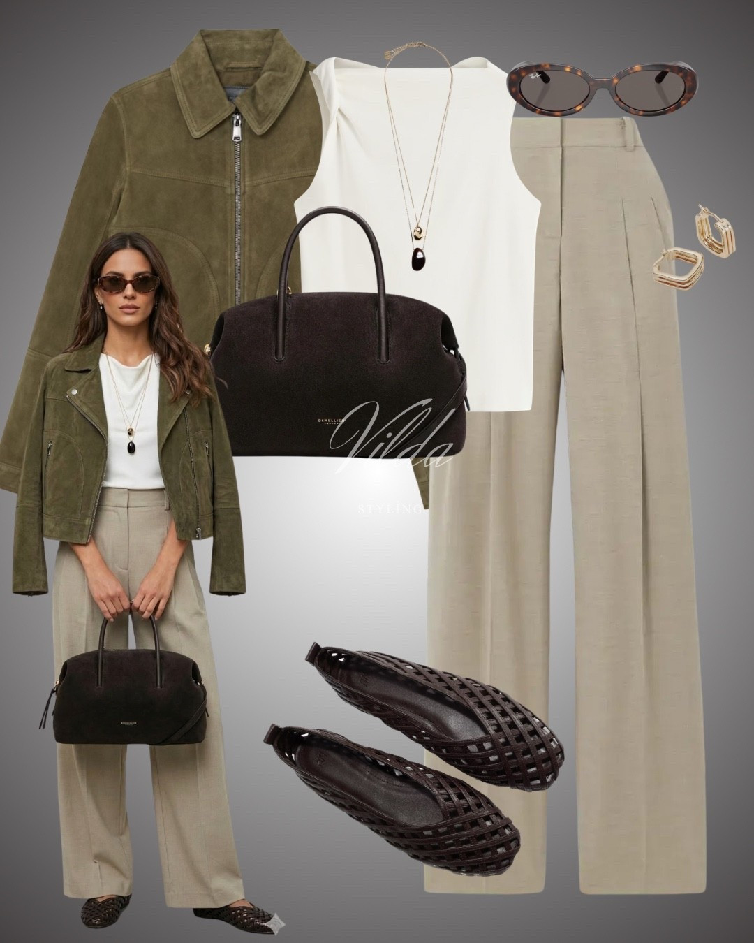 Effortless Earth Tones & Textures
Mixing olive, sand, and espresso creates a rich, expensive feel without trying too hard. It’s the ultimate outfit for a brunch date, a creative meeting, or a stroll through the city. 
#SuedeJacket #WideLegTrousers #WovenFlats #OliveGreen #CapsuleWardrobe 

#LTKstyletip #LTKuk #LTKspring