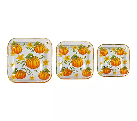 Temp-tations Set of 3 Square Nesting Glass Platters | QVC