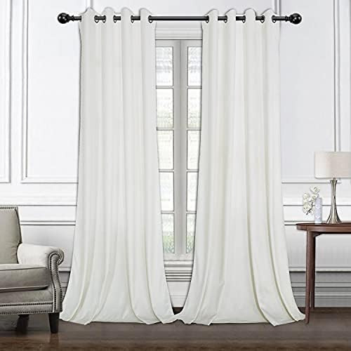 LORDTEX Vanilla Velvet Curtains for Bedroom - Thermal Insulated Velvet Blackout Curtains Room Darken | Amazon (US)