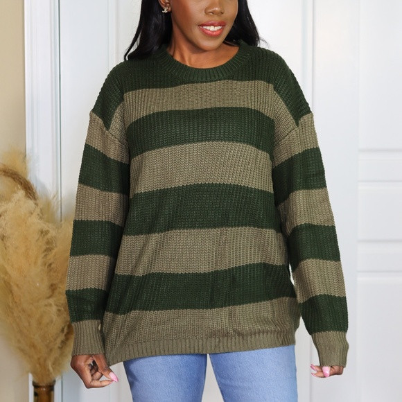 SHADES OF GREEN COLOR BLOCK KNIT SWEATER | Poshmark