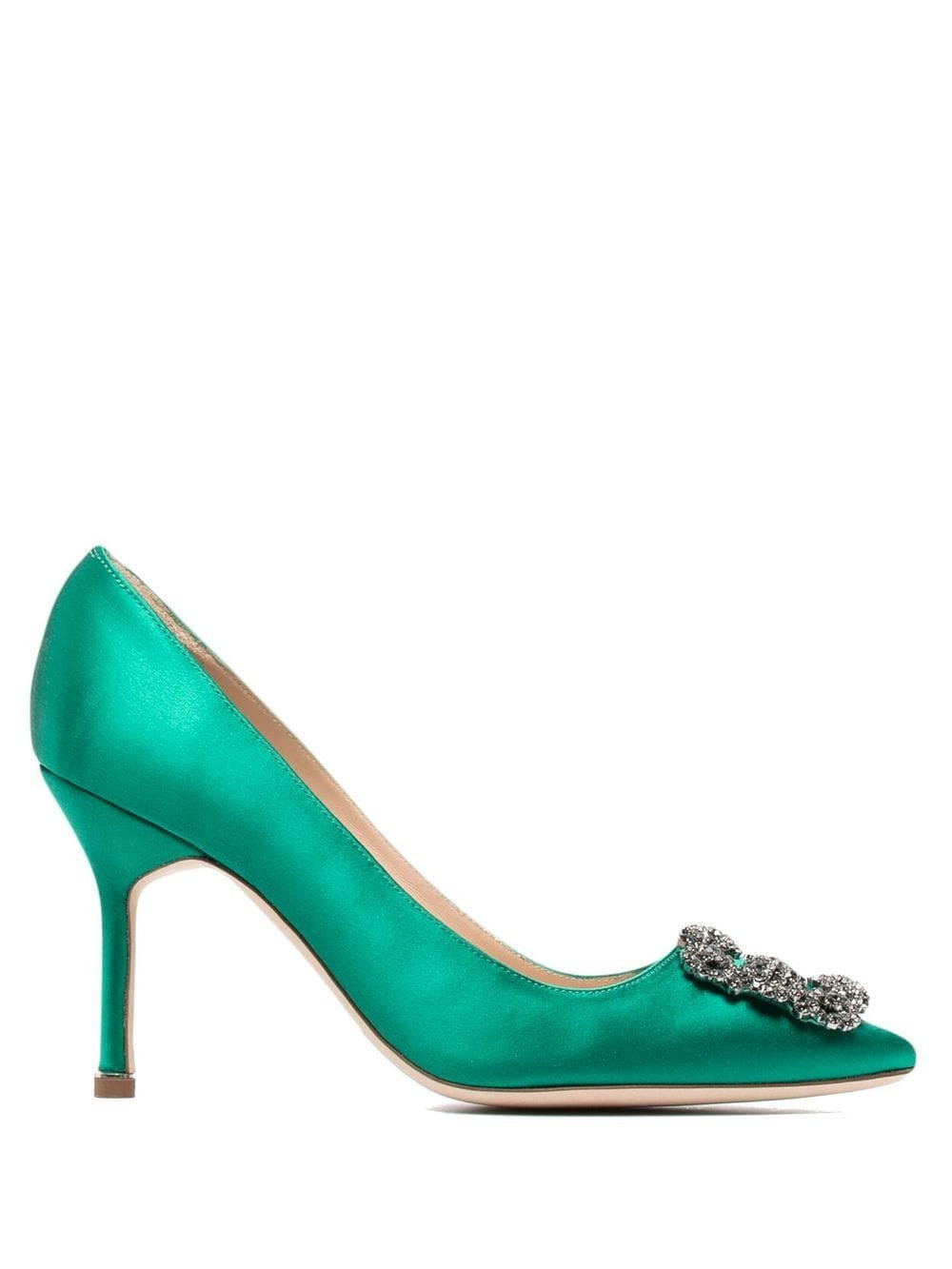 Manolo Blahnik 90mm Hangisi pumps - Green | Farfetch Global