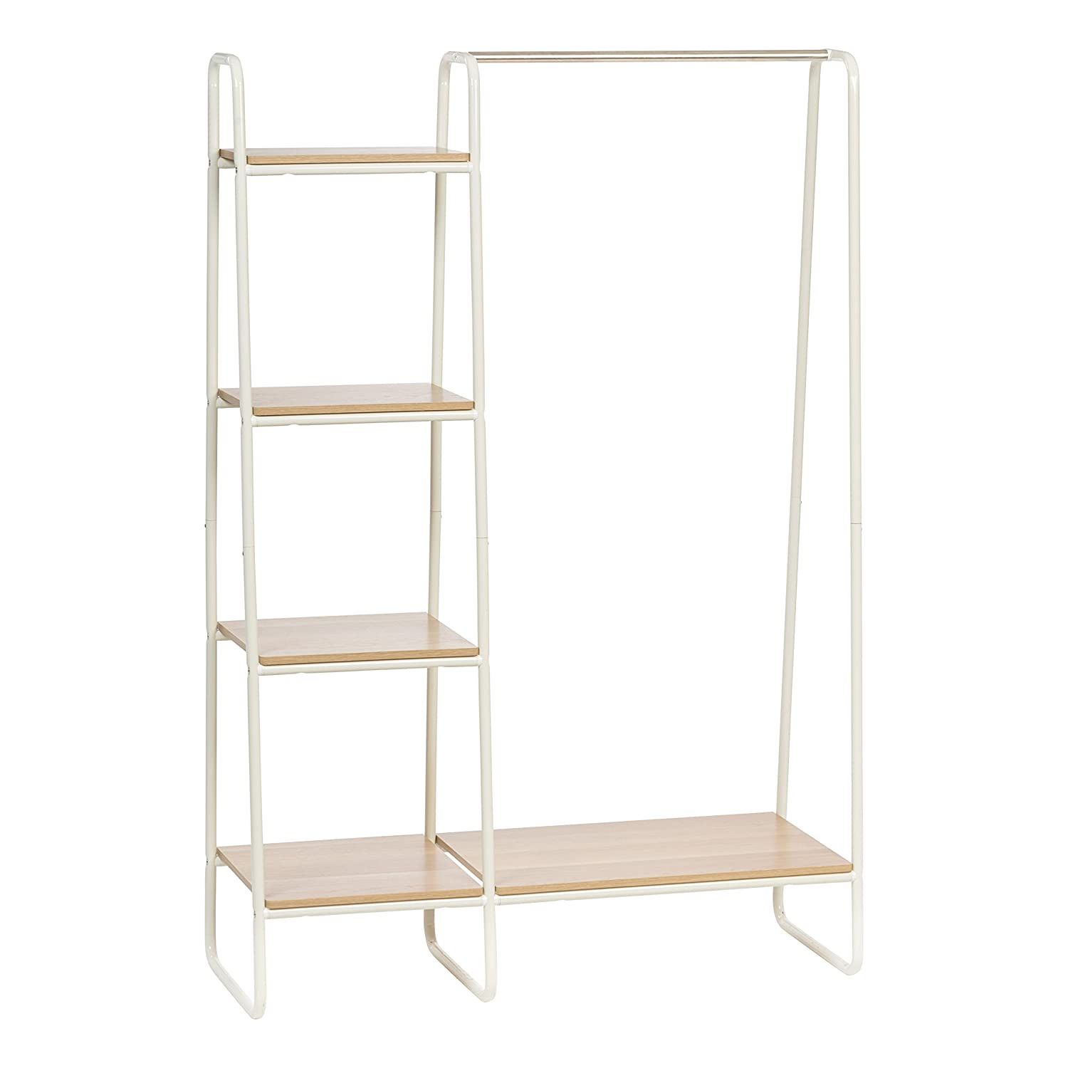 IRIS Metal Garment Rack with Wood Shelves, White and Light Brown | Amazon (US)