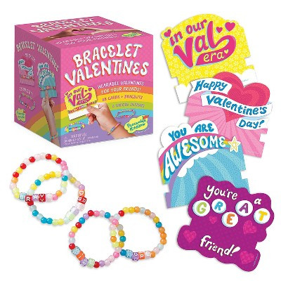 Peaceable Kingdom Kids Valentines – 28 Cards & 28 Wearable Bracelets, 4 Designs – Stretchy Beaded Friendship Bracelets with Positive Messages | Target