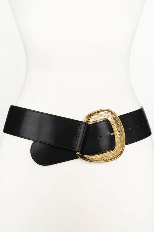 Raina Belts Cowboy Style Buckle Leather Belt in Black at Nordstrom, Size Small | Nordstrom