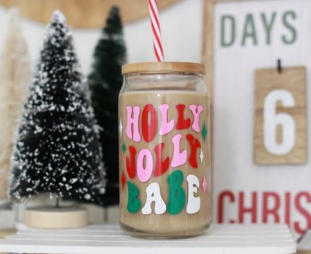 Glass can cups for Christmas on sale on Etsy! Love this trend for coffee. These make a cute gift with a coffee gift card inside. 🎅🏼🌲🤍

#LTKHoliday #LTKunder50 #LTKsalealert